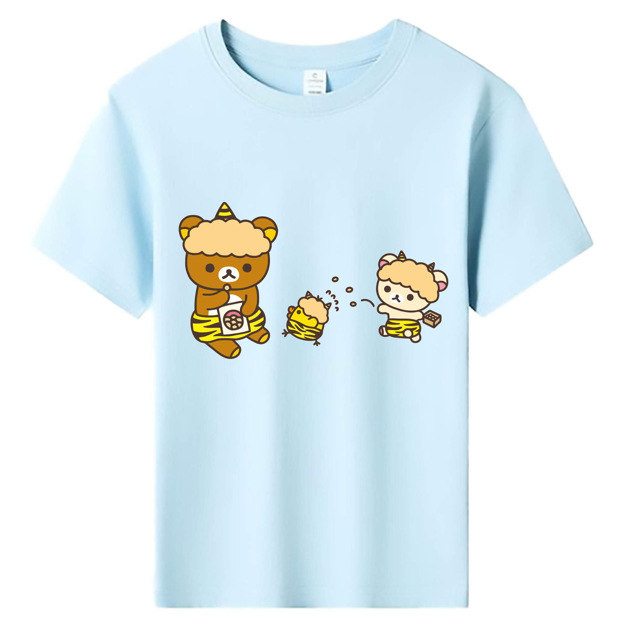 （画像用） リラックマ リラックマ キイロイトリ Rilakkuma Korilakkuma Kiiroitori 綿100％キッズTシャツ（フロントプリント）